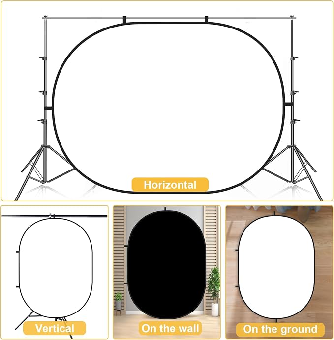 Kate Collapsible Pop-Up Black White Backdrop for Self-Tape Auditions 582 | Collapsible Backdrop 5'x6.5'Black White Portable Photography Background for Self-Tape Auditions, Professional Headshots - Image 6