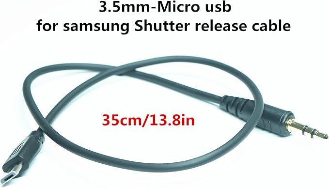 3.5mm-Micro USB Camera Remote Shutter Release Cable Wire for Samsung Accessories NX1, NX10, NX20, NX30, NX Mini, NX100, NX200, NX210, NX300, NX500, NX1000, NX1100, NX2000 for Connecting Flash Triggers - Image 2