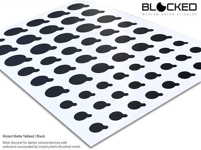 Blocked Original Vinyl Webcam Cover Stickers | Restickable & Stackable Privacy Covers | for All Camera-endable Devices | 3-Sizes | 57 Black Tabbed (Muted Matte) - Image 2