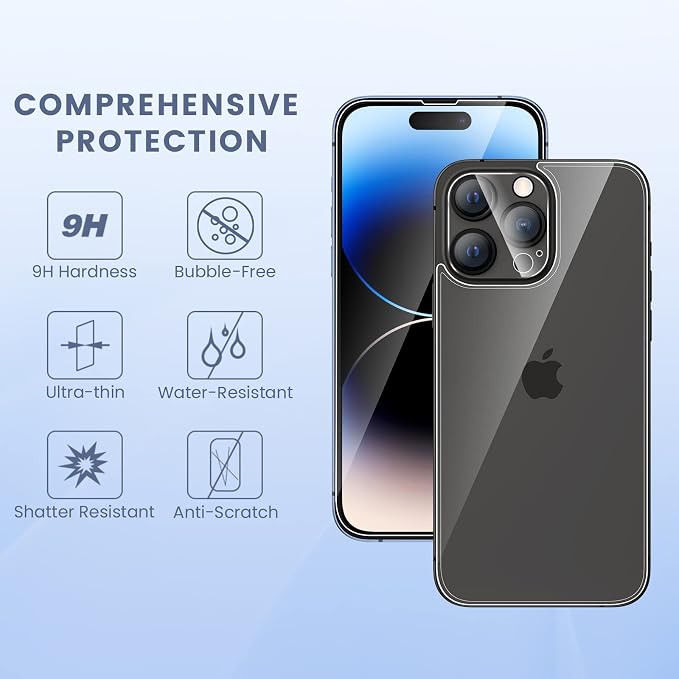 Maxdara for iPhone 14 Pro Screen Protector(6.1 inches) | 2 Pack iPhone 14 Pro Back Screen Protector with 2 Pack Camera Lens Protector and Front Screen Protector - Image 3