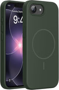miracase Magnetic for iPhone 17e Case & iPhone 16e Case, [Soft Anti-Scratch Microfiber Lining], Compatible with MagSafe, Silicone Shockproof Protection Phone Case for iPhone 17e/16e, Dark Green by Miracase