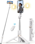 45'' Selfie Stick with Light, Travel Tripod Essentials with Wireless Remote | Portable Cell Phone Tripod Stand, Beach Cruise Ship Essentials for family, Compatible with 4-7.2" All Smartphone by Pnitri