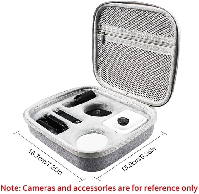 Reflex Camera Medium Storage Bag for Insta360 GO3 – Water-Resistant Travel Carrying Case with Foam Inserts & Zippered Pocket for Accessories – Compact Protective Organizer (Gray, 18.7x15.9cm) - Image 2