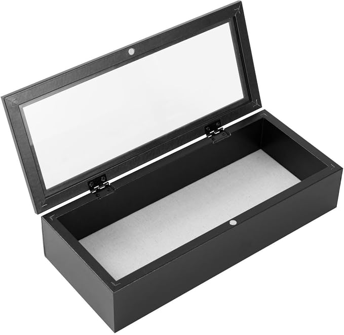Muzilife 12.5x5 Shadow Box Wood Picture Frame, 2.16 Deep, Real Glass, Black | FSC-Wood, Magnetic Door, Linen Interior & Pins, Vertical, Horizontal Wall Hanging, Display Case Frame for Photos & Keepsakes - Image 7