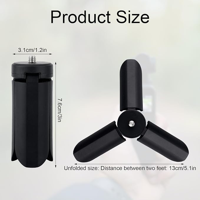 Mini Tripod for DJI Osmo Pocket 4P/4/3/2, Tabletop Stand with 1/4'' Screw | Portable Tripod Stand Hand Grip Selfie Stick with 1/4'' Screw for DJI Action 6/5 Pro/4/3/Nano & Insta360 Luna Ultra X5/X4/X3 - Image 2