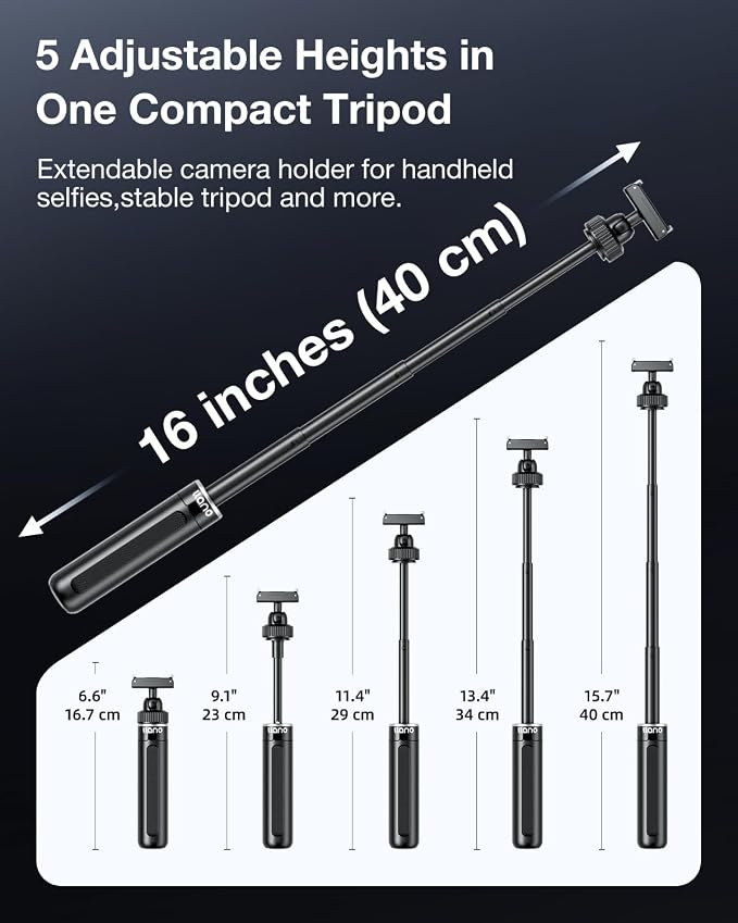 llano 16" Magnetic Action Camera Tripod for DJI Osmo Action 6, Osmo Nano, Mini Tripod with Magsafe Quick Release Adapter, Small Selfie Stick, 360° Ball Head, Portable, Lightweight, Black - Image 6