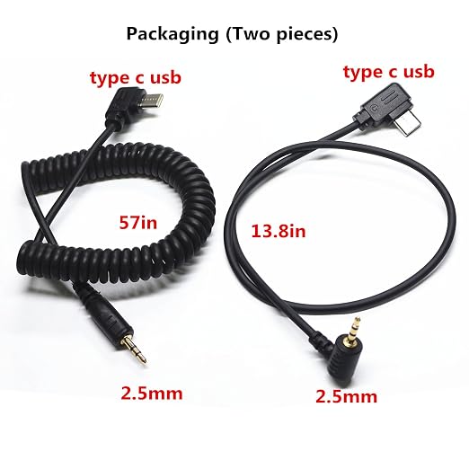 for Sony 2.5mm-Type C USB Shutter Release Cable for A7V/A7CR/A7C II/A6700/ZV-E1/ZV-E10 II 13.8in Flash Starter Remote Control Accessory Wire (2.5mm-Type C Cable 2pcs) - Image 2