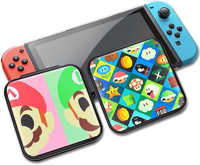 PERFECTSIGHT Cute Switch Game Card Case Compatible with Nintendo Switch Lite/ OLED 12 Slots Game Holder Cartridge Case for Game and SD Cards, Kawaii Portable Compact Game Storage Box, Red & Green by PERFECTSIGHT