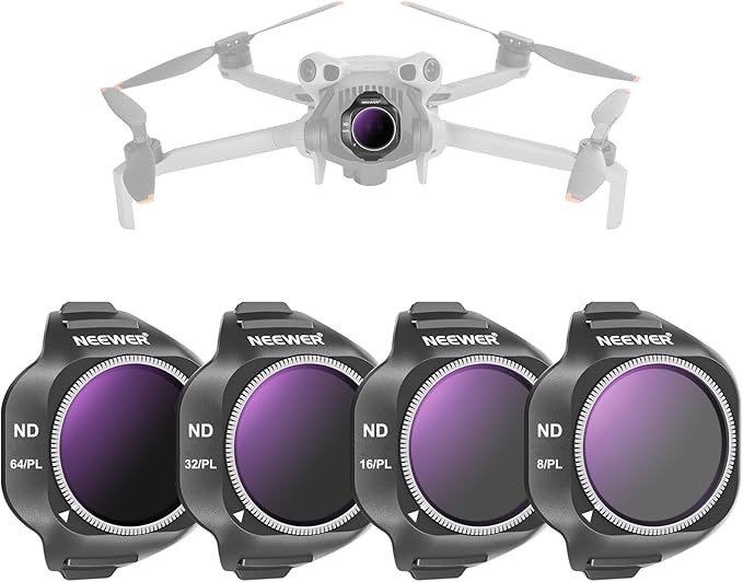 NEEWER ND/PL Filter Set Compatible with DJI Mini 5 Pro Drone Camera (ND8/PL+ND16/PL+ND32/PL+ND64/PL), Snap On Neutral Density Polarized ND Lens Filter Multicoated Photography Accessories, 4 Pack by Neewer