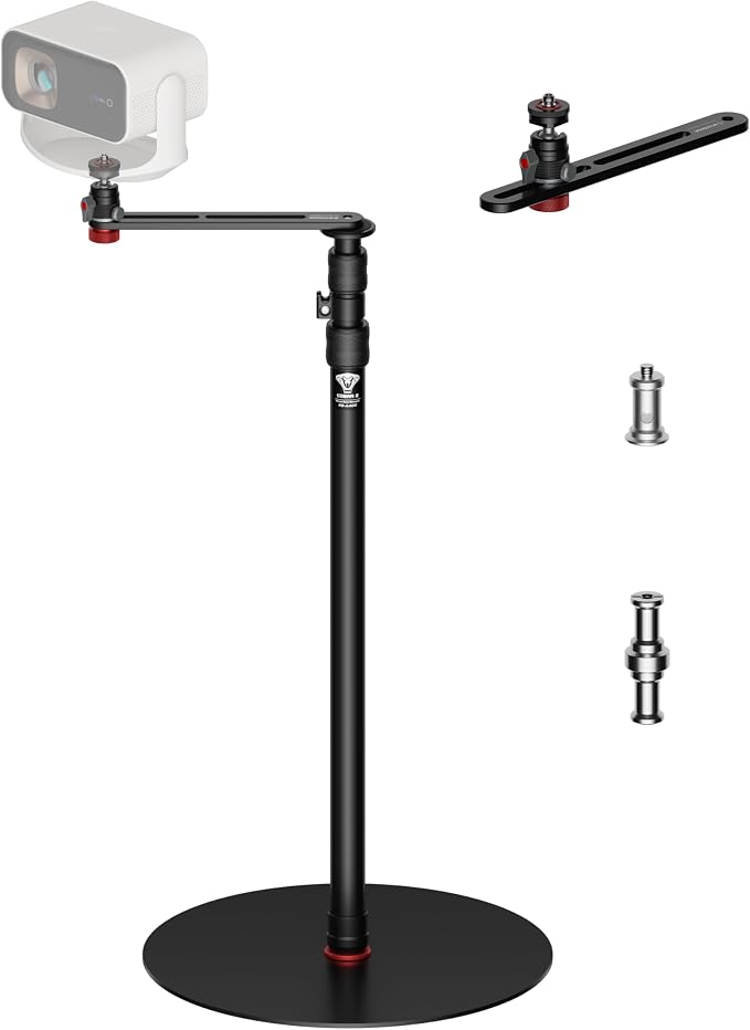 IFOOTAGE RB-A400-PE Projector Stsand,79.4" Round Base Monopod Stand | Floor Stand with Projector Bracket & Ball Head, 15.7" Round Base, 22 lb Load Capacity, 1/4" & 3/8" Mount for Light, Camera by IFOOTAGE