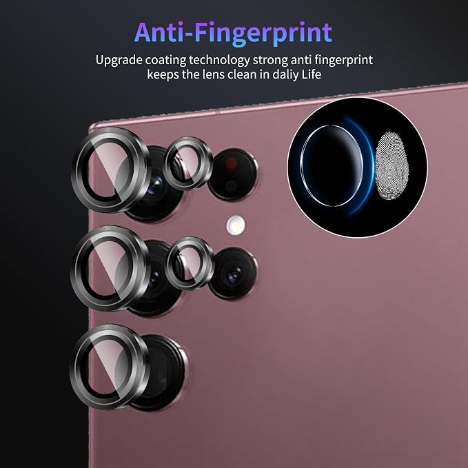 Camera Lens Protector for Samsung Galaxy S22 Ultra,1 Pack | Tempered Metal Glass Camera Cover Film,HD Clear,Anti-Scratch Lens Screen Protector Film,Case Friendly,Black Titanium - Image 6