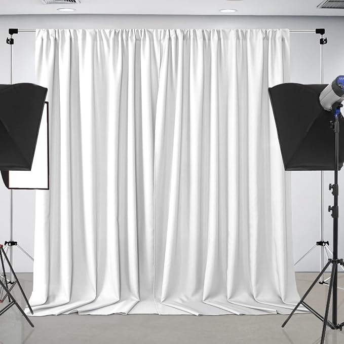 Joydeco White Backdrop Curtain for Parties, Wrinkle Free White Curtains Photo Backdrop for Wedding Decor, Birthday Party Graduation Baby Shower Photography(5ft x 7ft, 2 Panels) - Image 2