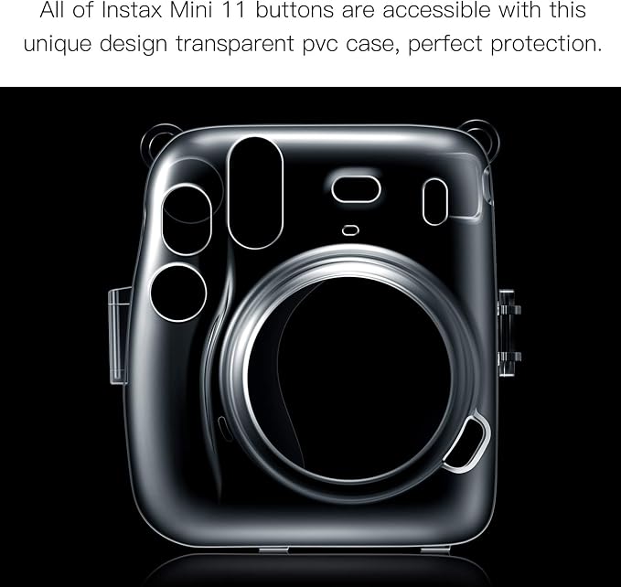 FINTIE Clear Camera Case for Fujifilm Instax Mini 11 Instant Film Camera | Crystal Hard Shell Cover, Back Films Pocket, Adjustable Shoulder Strap, Scratch Pesistant, Easy Access, Clear - Image 8