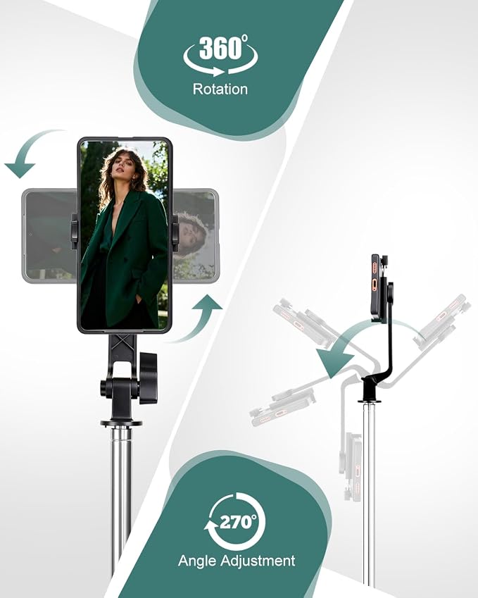 71" Phone Tripod Selfie Stick for iPhone and Android Phone, Cell Phone Tripod Stand with Wireless Remote Control - Image 4