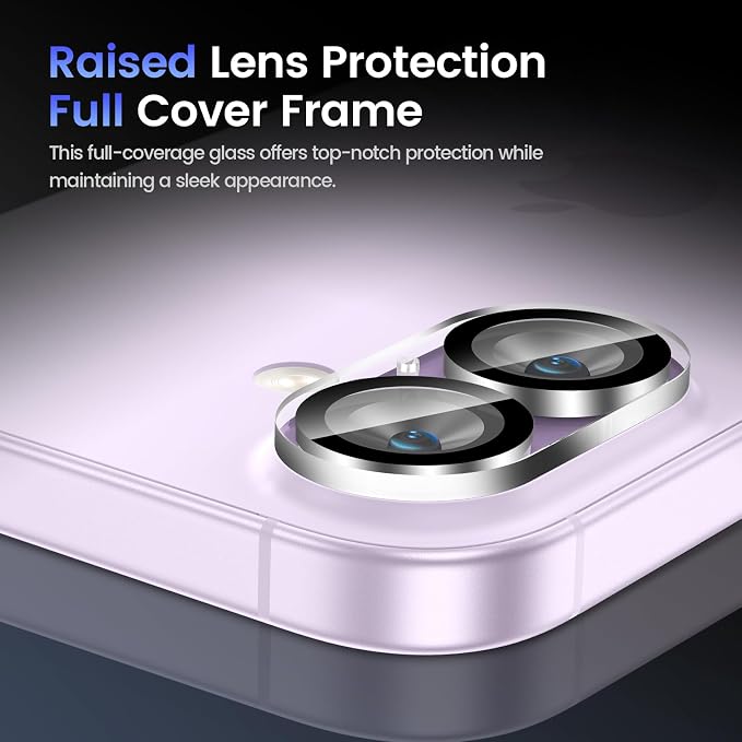 Tensea 3Pcs for iPhone 17/iPhone 16 Camera Lens Protector | Tempered Glass Film Lens Cover Screen Protector, HD Clear, Full Edge to Edge, Case Friendly for iPhone 17/iPhone 16 - Image 6
