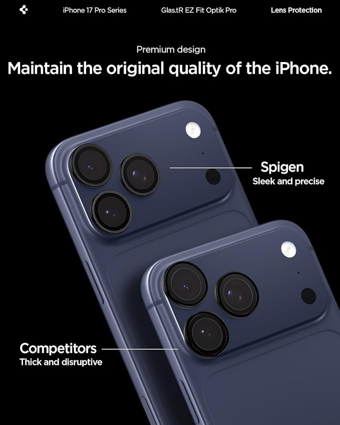 Spigen GlasTR EZ Fit Optik Pro Camera Lens Protector, White Titanium, 2 Pack | GlasTR EZ Fit Optik Pro, 9H+ Tempered glass, Scratch resistant, Auto-align tray, Original photo quality, Case-friendly, 2Pack - Image 4