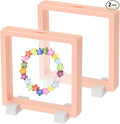 PATIKIL 2Pcs Floating Display Case, 4.3 Inch Jewelry Display Case Stand Challenge Coin Holder Frames Transparent Small Storage Box 3D for Necklace Bracelets Pendants, Pink/White by PATIKIL
