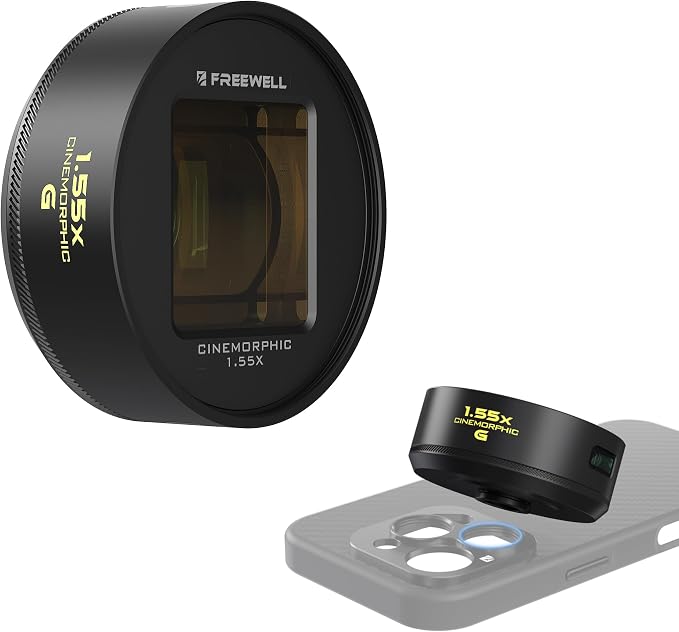 Freewell 1.55x Gold Anamorphic Lens for 17mm Mount iPhone, Samsung | Advanced Smartphone Lens for Wide Cinematic View, Golden Flares, and Enhanced Video Clarity by Freewell