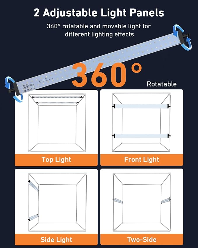 Photo Light Box 24x24 inch, Portable Shooting Tent Kit, Professional Dimmable Photo Studio Light Box with 100 LED Beads & 6 Color Backdrops for Jewelry and Food Items Product Photography - Image 4