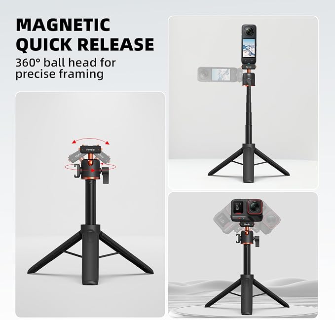 Tripod for Insta360 X5 ACE Pro 2 X6, 21” Selfie Stick Quick Release Extension Rod Mini Table Desk Portable Handle Grip Stand with Cold Shoe for Insta 360 X5 X6 X4 Air, ACE Pro 2 Accessories - Image 3