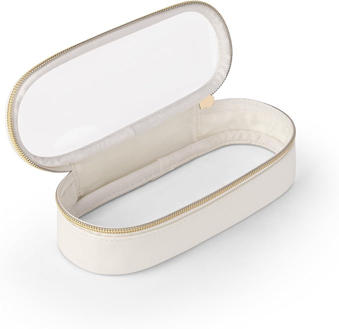 Soimeat Clear Travel Makeup Brush Holder, Leather Makeup Brush Toiletry Bag, Portable Cosmetic Brush Case, Transparent Waterproof Makeup Brush Storage Bag, White by Soimeat