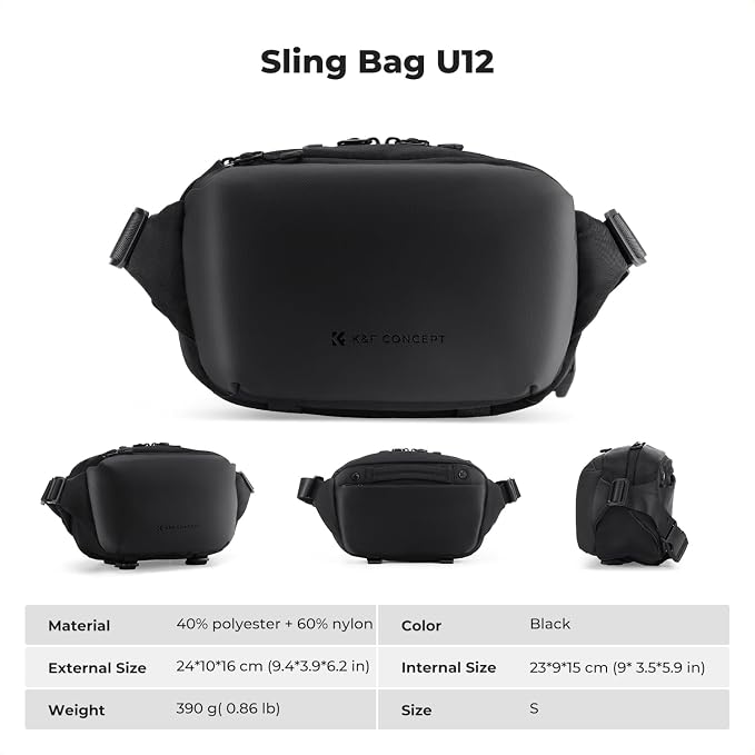 K&F CONCEPT Small Camera Sling Bag Everyday Shoulder Bag | Multifunction Photography Compact Crossbody DSLR Portable Bag, Compatible for Canon/Nikon/Sony, BS10 - Image 8