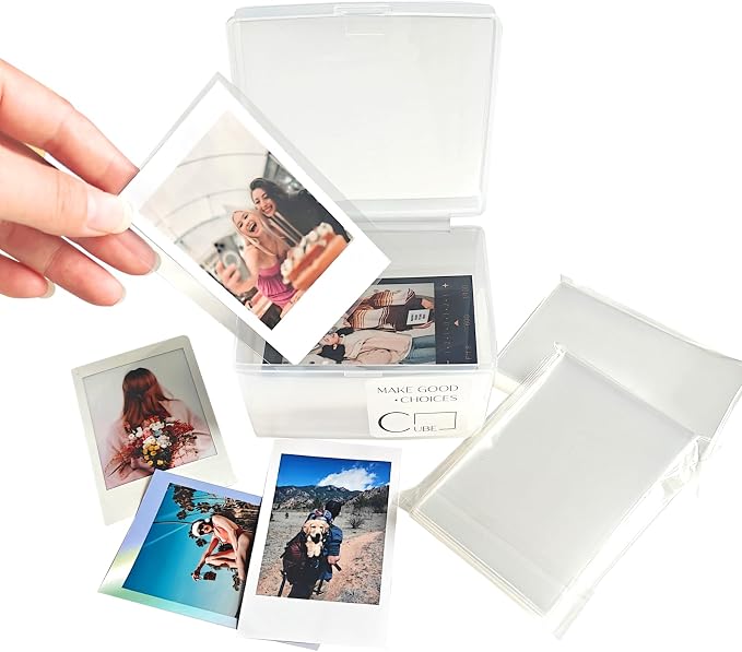Kpop Photocard Sleeves with Storage Box, 100pcs 2x3 Mini Photo Holder | Clear Photo Shield Cover for Instax Mini Film/Kpop, PVC-Free & Acid-Free Polypropylene Card Protector (60x90mm/2.36x3.54in) by Unknown
