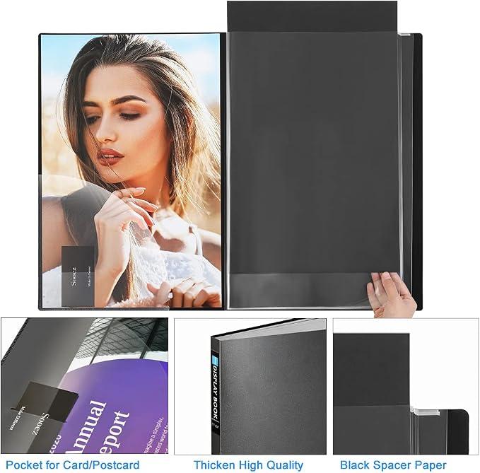 Sooez Heavy Duty Binder with Plastic Sleeves 18"x24", Portfolio Folder | With 30 Clear Sheet Protectors, Display 60 Pages, Presentation Book for Artwork, Sheet Music, Document - Image 4