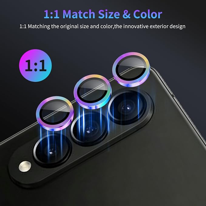 Camera Lens Protector for Samsung Galaxy Z Fold 4,1 Pack | Tempered Metal Glass Camera Cover, HD Clear Anti-Scratch Lens Screen Protector Film,Case Friendly,Colorful Titanium - Image 5