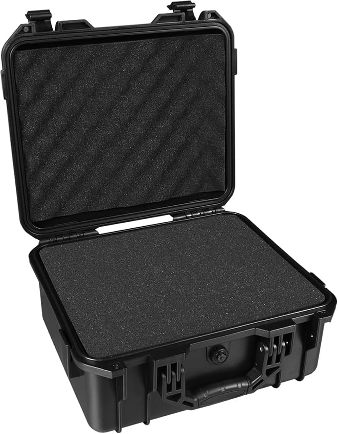 Jack Boss Hard Case, 13.6 x 11.4 x 6 Inch Portable Weather Waterproof Protective Camera Case with Customizable Foam, Fit Use of Drones, Camera, Equipments，Black by JACKBOSS