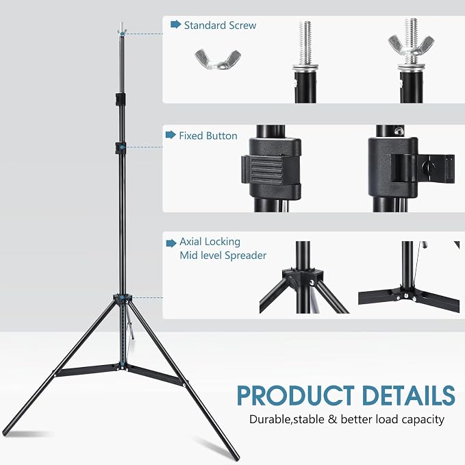 Photo Video Studio 10x7Ft (WxH) Adjustable Background Stand Backdrop Support System Kit with Carry Bag - Image 2