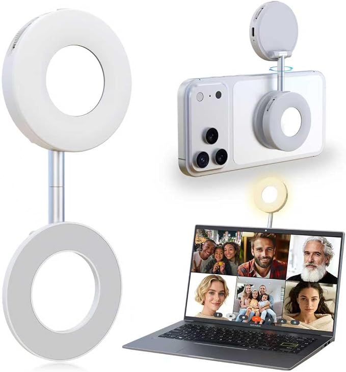 Magnetic Selfie Light, Phone Light Compatible with iPhone Magsafe | CRI97 360° LED Selfie Ring Fill Folding Light with Mirror for Selfies/Photography/TikTok/Zoom Calls/Video Conference by Unknown