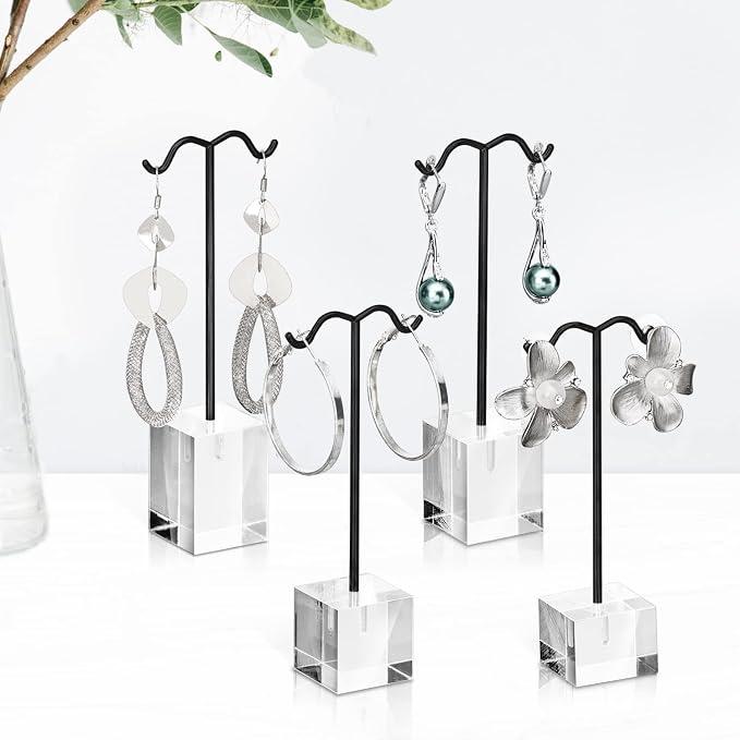 MOOCA 4-Piece Acrylic Earring Display Stand Set, Black | Premium acrylic bracelet and necklace display, easy to assemble for travel, trade shows, home, or retail displays - Image 7