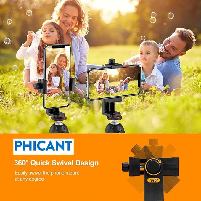 Phone Tripod Mount Adapter, Universal Tripod Cell Phone Holder | Fits Any Smartphone, 1/4" Screw, Rotating Vertical/Horizontal, Compatible with iPhone, Samsung, Selfie Stick, Monopod - Image 3