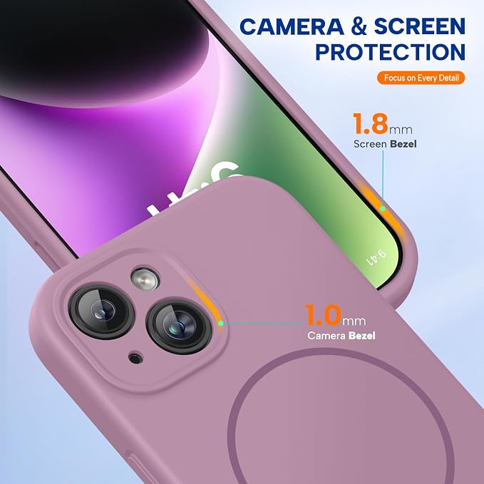 miracase Magnetic for iPhone 14 Plus Case, [Soft Anti-Scratch Microfiber Lining], Compatible with MagSafe, Silicone Shockproof Protection Phone Case for iPhone 14 Plus,Blackcurrant - Image 8