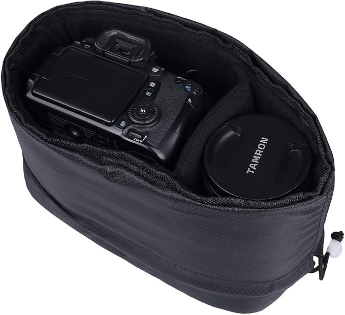 JAKAGO Shockproof Camera Insert Bag for SLR DSLR Mirrorless Camera Lens Flash Light Accessories Camera Pouch with Adjustable Dividers for Canon Nikon Sony Water Resistant Camera inner case(Black) - Image 2