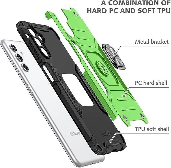 HNHYGETE for Galaxy A13 5G Phone Case with Screen Protector, 360°Military Grade Rotatable Kickstand [Heavy Duty] Protective Cases for Samsung Galaxy A13 5G (Green) - Image 4