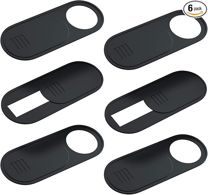 Computer Camera Cover Slide, 0.028 Inch Ultra-Thin Camera Blocker for Protect Your Privacy Security, Camera Cover Accessories Fits MacBook Pro & Air, iPhone iPad iMac (Black - 6 Pack) by HKDGYHON
