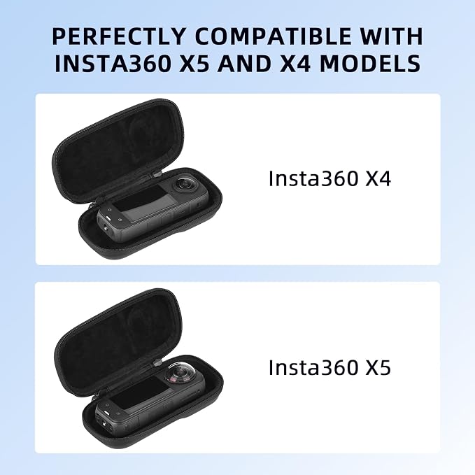 BRDRC Portable Small Case for Insta360 X5 X4 (for Cage and Lens Cap), Carrying Storage Bag Protective Cover Hard Shell Travel Protector with Wrist Strap Carabiner for Insta 360 X5 X4 Accessories - Image 3