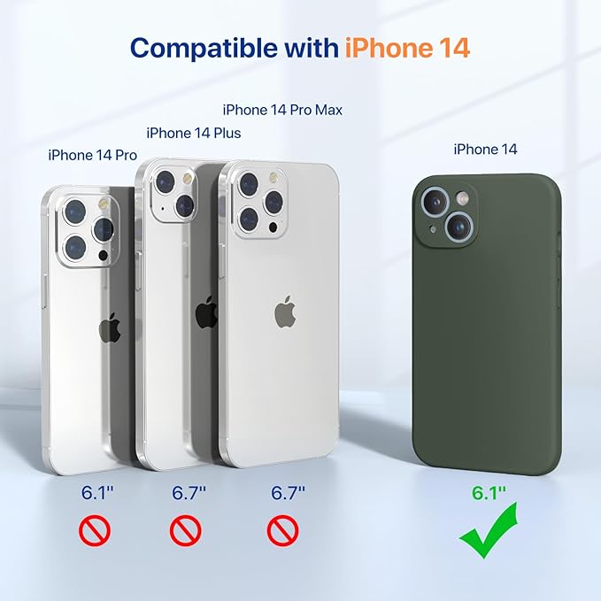 Miracase Silicone for iPhone 14 Case, Dark Green | Soft Anti-Scratch Microfiber Lining, Premium Silicone Cover Shockproof Drop Protection Phone Case for 14 - Image 2
