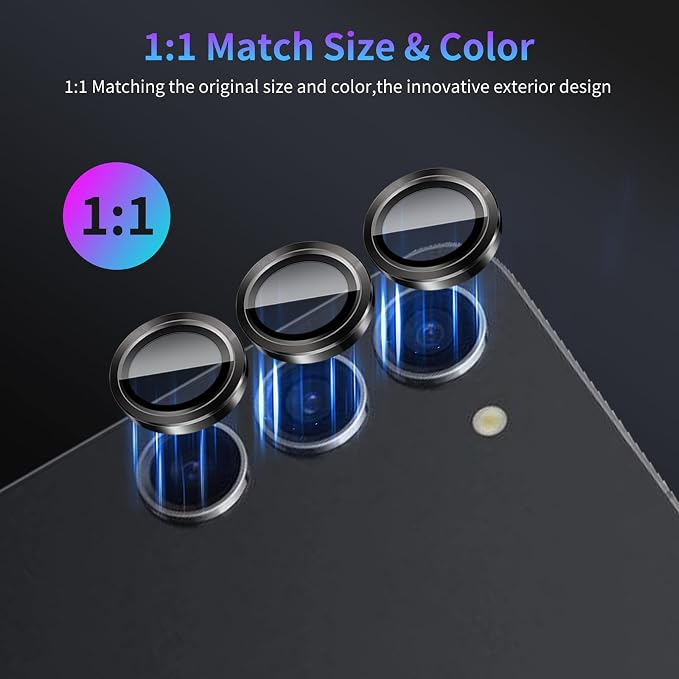 Camera Lens Protector for Samsung Galaxy S23/S23 Plus/S24,1 Pack | Tempered Metal Glass Camera Cover Film,HD Clear,Anti-Scratch Lens Screen Protector Film,Case Friendly,Black Titanium - Image 5