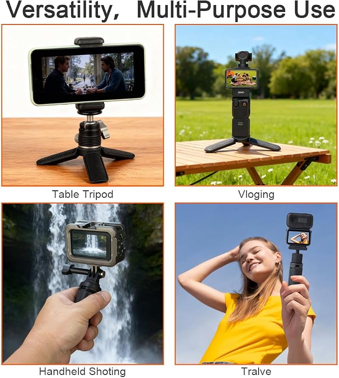 Mini Tripod for DJI OSMO Pocket 4/3, Portable Handheld Tripod Handle Grip Self Stick Desk Tabletop Stand Mount with 1/4 Screw for DJI OSMO NANO Action 6 5 Pro 4/Gopro13 12/Insta360 X5 X4 Ace Pro/AKASO - Image 7