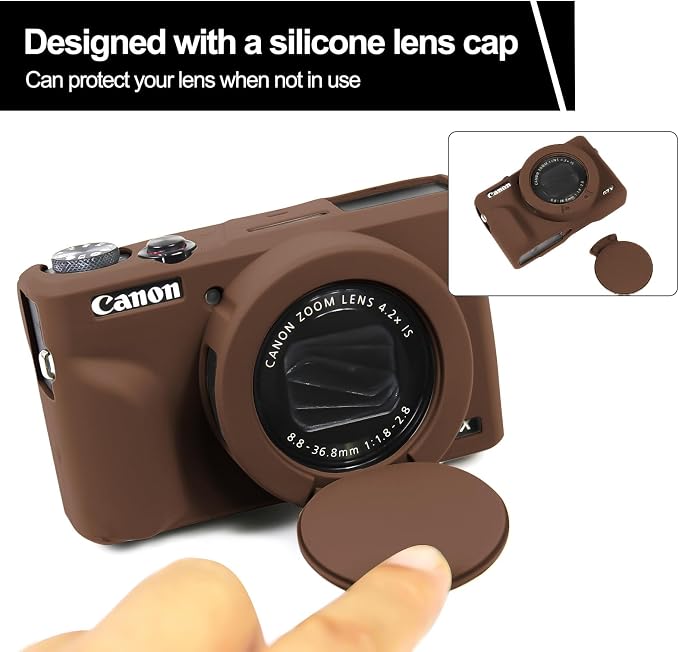 Easy Hood Camera Case Cover for Canon Powershot G7X Mark III Camera(Brown) | With Removable Lens Cover,Soft Silicone Protective Case,Anti-Scratch,Slim Fit,Enhanced Grip,Lightweight Camera Accessories - Image 2