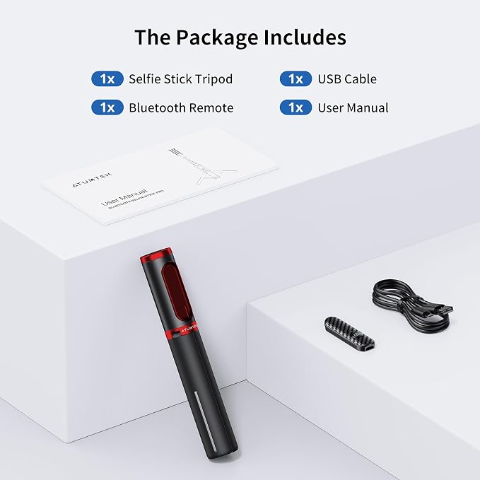 ATUMTEK Selfie Stick Tripod, 3-in-1 Extendable Aluminum Phone Tripod with Detachable Bluetooth Remote, Compatible with iPhone 17/16/15/14/13/12/11/11 Pro/XS Max/XR and Samsung Smartphones, Red - Image 8
