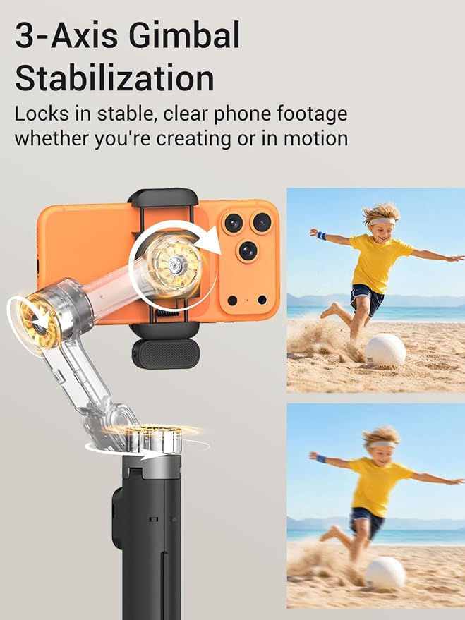 AOCHUAN Smart V3 70.9” Gimbal Stabilizer for iPhone w/AI Tracking Module | Remote Control & One-Touch Open Tripod for Phone Gimbal, 360° Pan Rotation Gimbal w/51" Extension Rod for Shooting,Fill Light - Image 9