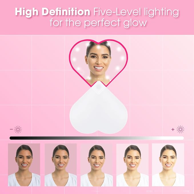 Riki Sweetheart Clip-On LED Makeup Mirror and Selfie Light, Rechargeable with Long-Lasting Battery, CRI 95+ for Phone, Laptop, and iPad, Film for TikTok, Instagram (Hot Pink Sparkle) - Image 3