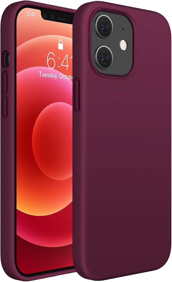 Miracase Silicone for iPhone 12 Case and iPhone 12 Pro Case, Wine Red | Liquid Silicone Gel Rubber Shockproof Drop Protection Phone Case for iPhone 12/12 Pro 6.1 inch by Miracase