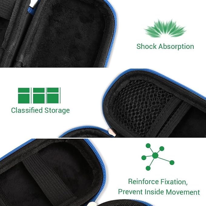 AGPTEK Carrying Case, EVA Zipper Carrying Hard Case Cover for MP3 Players | Storage Holder for Digital Voice Recorders, 3D Printing Pen, USB Cable, Earphones, Memory Cards, U Disk (Blue) - Image 4