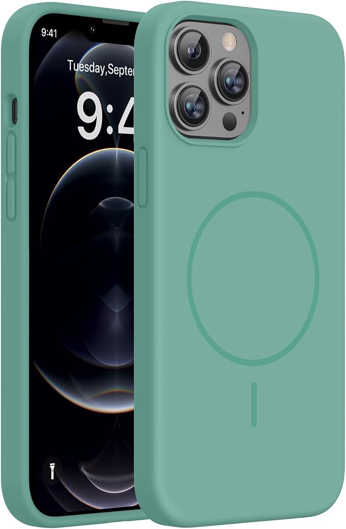 Miracase Silicone & Magnetic for iPhone 12 Pro Max Case, Midnight Green | Compatible with MagSafe, Soft Microfiber Lining, Premium Silicone Case Shockproof Drop Protection Phone Case for 12 Pro Max by Miracase