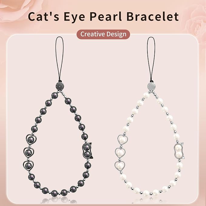 Phone Charm Beaded Strap Cute Cell Phone Wrist Straps String Accessories Hand Aesthetic Lanyard Wristlet Chain for iPhone 17 Pro Camera Case AirPods Bags Keychains Women Girls Classic Pearl - Image 9